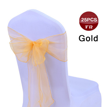 25PC Chair Sashes Organza Wedding Chair Sashes Bow Sheer Organza Καρέκλα Pew Φιόγκοι για Διακόσμηση πάρτι εκδηλώσεων τελετής δεξιώσεων