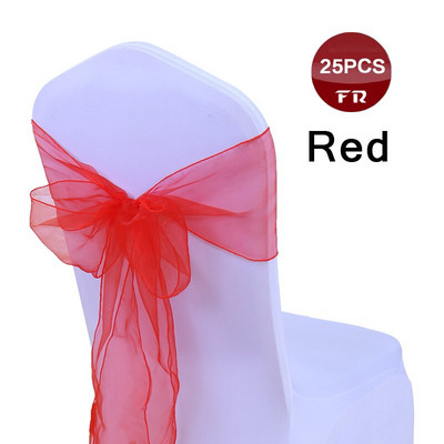 25 buc. Cerceve pentru scaune din organza de nunta Cerceve pentru scaune din organza cu fundă pentru scaunul din țesătură din organza transparentă Arcuri pentru banchet, ceremonie, eveniment, decor de petrecere