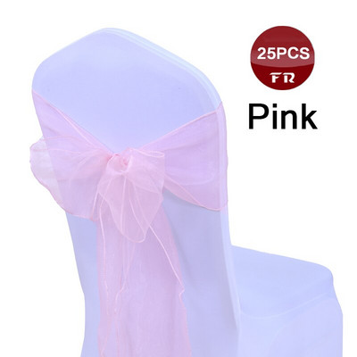 25 buc. Cerceve pentru scaune din organza de nunta Cerceve pentru scaune din organza cu fundă pentru scaunul din țesătură din organza transparentă Arcuri pentru banchet, ceremonie, eveniment, decor de petrecere