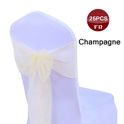 25 buc. Cerceve pentru scaune din organza de nunta Cerceve pentru scaune din organza cu fundă pentru scaunul din țesătură din organza transparentă Arcuri pentru banchet, ceremonie, eveniment, decor de petrecere
