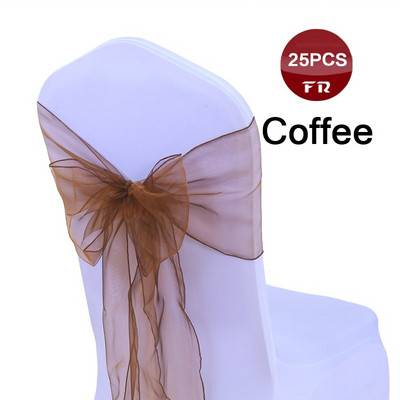 25 buc. Cerceve pentru scaune din organza de nunta Cerceve pentru scaune din organza cu fundă pentru scaunul din țesătură din organza transparentă Arcuri pentru banchet, ceremonie, eveniment, decor de petrecere