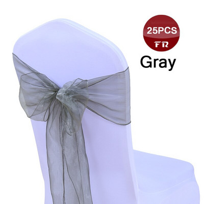 25 buc. Cerceve pentru scaune din organza de nunta Cerceve pentru scaune din organza cu fundă pentru scaunul din țesătură din organza transparentă Arcuri pentru banchet, ceremonie, eveniment, decor de petrecere