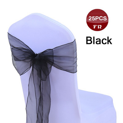 25 buc. Cerceve pentru scaune din organza de nunta Cerceve pentru scaune din organza cu fundă pentru scaunul din țesătură din organza transparentă Arcuri pentru banchet, ceremonie, eveniment, decor de petrecere