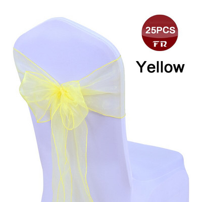 25 buc. Cerceve pentru scaune din organza de nunta Cerceve pentru scaune din organza cu fundă pentru scaunul din țesătură din organza transparentă Arcuri pentru banchet, ceremonie, eveniment, decor de petrecere