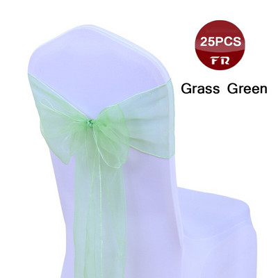 25 buc. Cerceve pentru scaune din organza de nunta Cerceve pentru scaune din organza cu fundă pentru scaunul din țesătură din organza transparentă Arcuri pentru banchet, ceremonie, eveniment, decor de petrecere