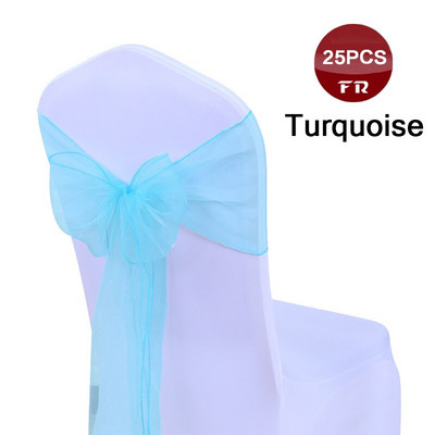 25 buc. Cerceve pentru scaune din organza de nunta Cerceve pentru scaune din organza cu fundă pentru scaunul din țesătură din organza transparentă Arcuri pentru banchet, ceremonie, eveniment, decor de petrecere