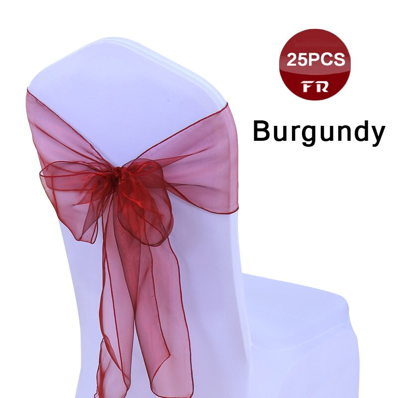 25 buc. Cerceve pentru scaune din organza de nunta Cerceve pentru scaune din organza cu fundă pentru scaunul din țesătură din organza transparentă Arcuri pentru banchet, ceremonie, eveniment, decor de petrecere