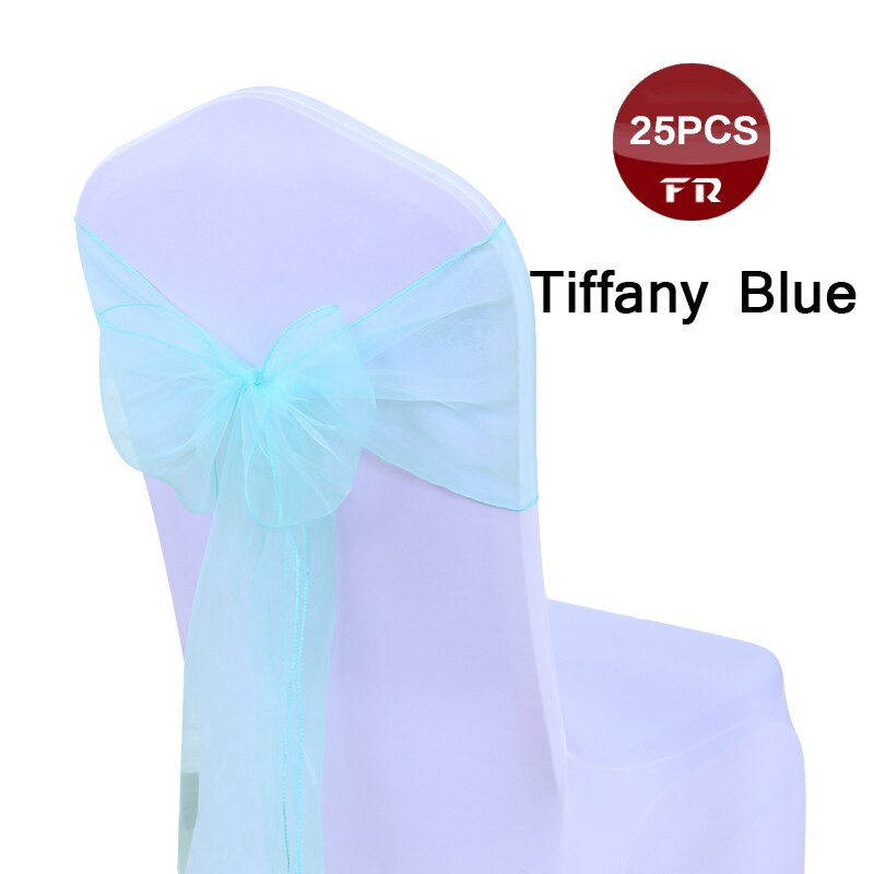 25 buc. Cerceve pentru scaune din organza de nunta Cerceve pentru scaune din organza cu fundă pentru scaunul din țesătură din organza transparentă Arcuri pentru banchet, ceremonie, eveniment, decor de petrecere