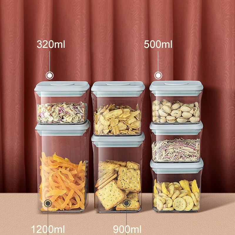 Akrilne staklenke za velike količine žitarica Posude za hranu Vrsta preše Zatvorena limenka Prozirna kutija za pohranu hladnjaka Kuhinjski organizator