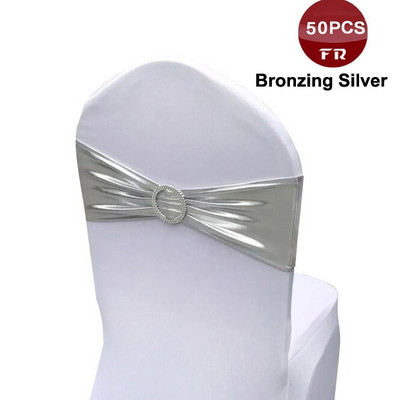 Livrare GRATUITĂ 10 50 buc. Banda elastică din lycra pentru canapea pentru scaun cu cataramă rotundă, papion elastic din spandex de nuntă pentru decorarea petrecerii de nuntă