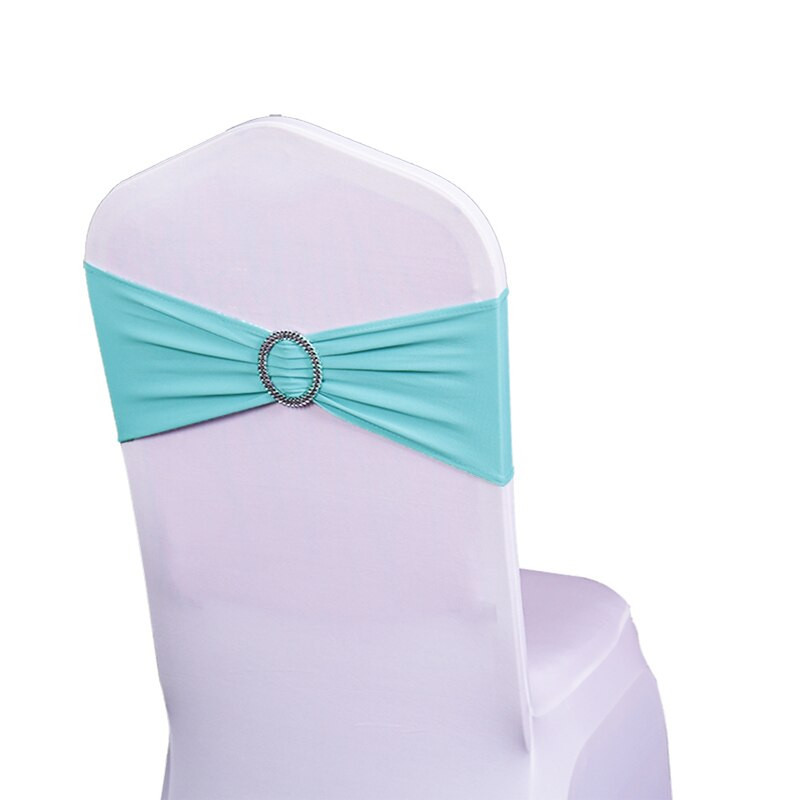 Livrare GRATUITĂ 10 50 buc. Banda elastică din lycra pentru canapea pentru scaun cu cataramă rotundă, papion elastic din spandex de nuntă pentru decorarea petrecerii de nuntă