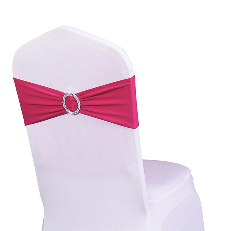 Livrare GRATUITĂ 10 50 buc. Banda elastică din lycra pentru canapea pentru scaun cu cataramă rotundă, papion elastic din spandex de nuntă pentru decorarea petrecerii de nuntă
