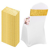 10/50 kom. Zlatni pojas sa šljokicama Navlake za stolice Pojas s čvorovima Dodaci za vjenčanje Događaji Banket Party Rođendan Rastezanje Na otvorenom