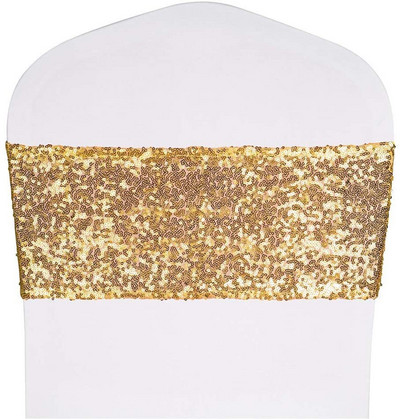 10/50 kom. Zlatni pojas sa šljokicama Navlake za stolice Pojas s čvorovima Dodaci za vjenčanje Događaji Banket Party Rođendan Rastezanje Na otvorenom