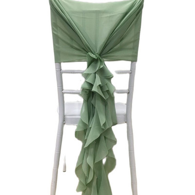 D003A 60cmx145cm Fundă cu volană pentru scaun pentru acoperire Banchet Petrecere de nuntă Eveniment Decor de Crăciun Sifon pur 2 buc/pachet