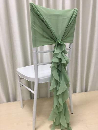 D003A 60cmx145cm Fundă cu volană pentru scaun pentru acoperire Banchet Petrecere de nuntă Eveniment Decor de Crăciun Sifon pur 2 buc/pachet