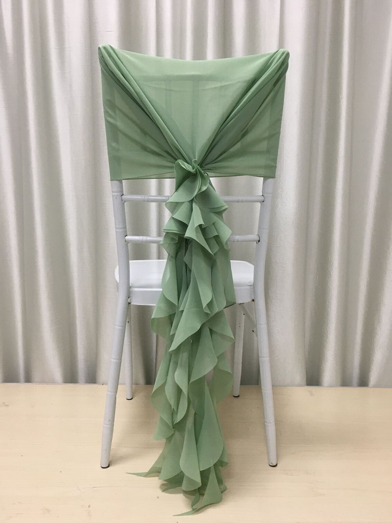 D003A 60cmx145cm Fundă cu volană pentru scaun pentru acoperire Banchet Petrecere de nuntă Eveniment Decor de Crăciun Sifon pur 2 buc/pachet