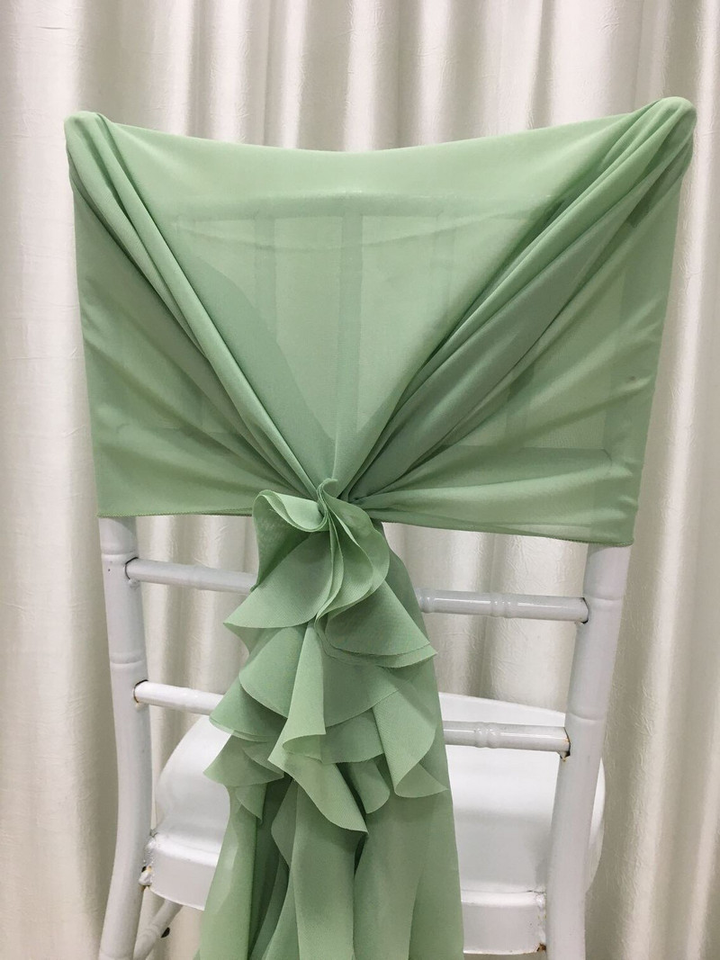 D003A 60cmx145cm Fundă cu volană pentru scaun pentru acoperire Banchet Petrecere de nuntă Eveniment Decor de Crăciun Sifon pur 2 buc/pachet