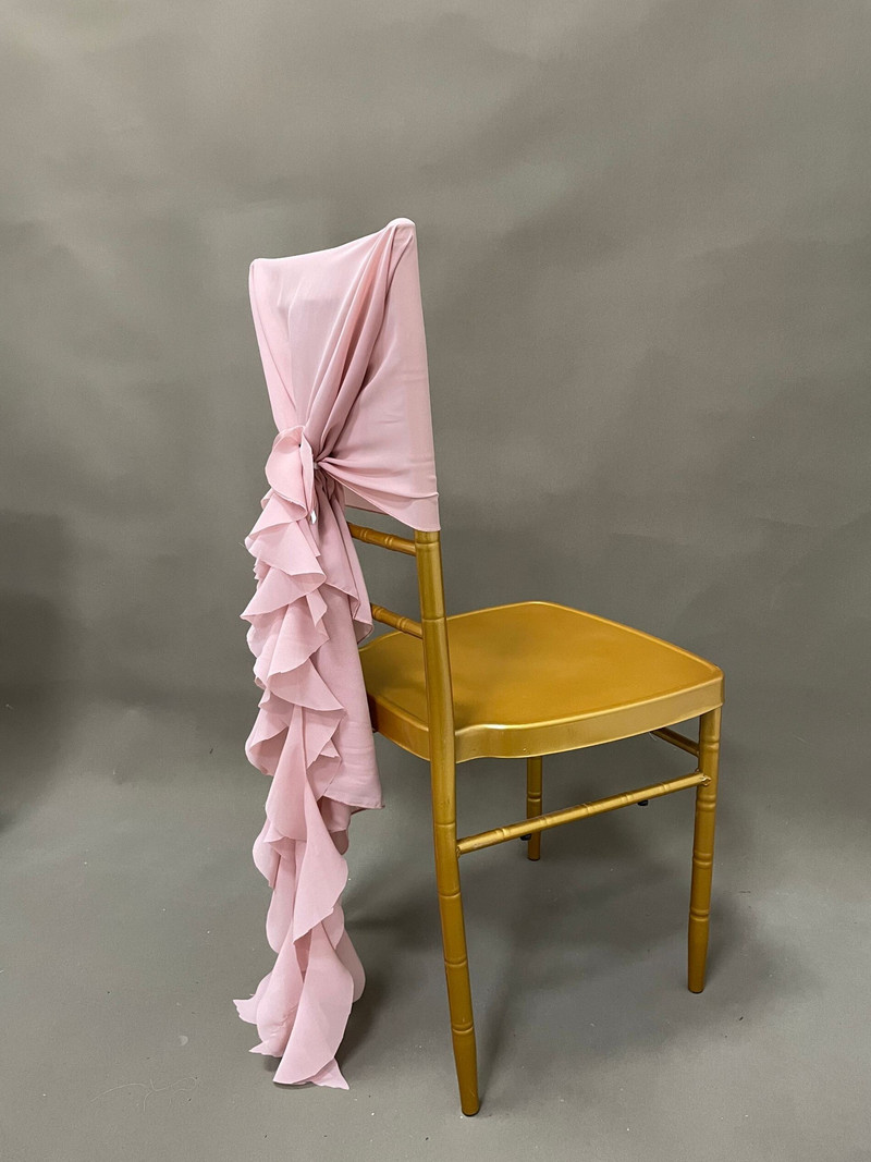 D003A 60cmx145cm Fundă cu volană pentru scaun pentru acoperire Banchet Petrecere de nuntă Eveniment Decor de Crăciun Sifon pur 2 buc/pachet