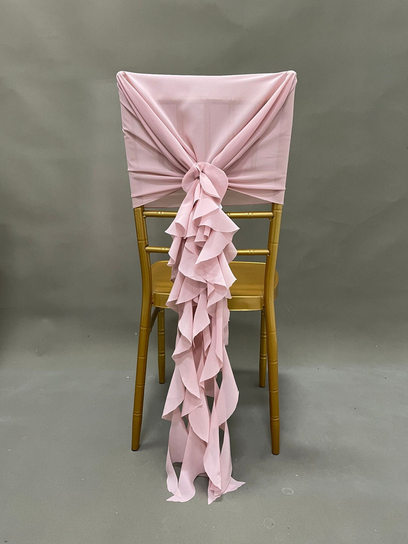 D003A 60cmx145cm Fundă cu volană pentru scaun pentru acoperire Banchet Petrecere de nuntă Eveniment Decor de Crăciun Sifon pur 2 buc/pachet