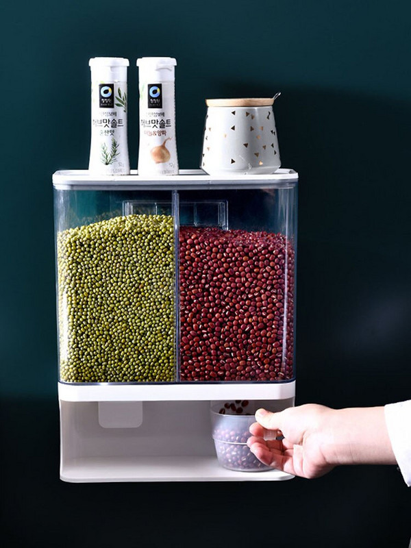 Kezdőlap Rizsvödör Lezárt rizstároló doboz Száraztáp adagoló Falra szerelhető gabonatartály Gabonatároló tégely Konyhai rendszerező