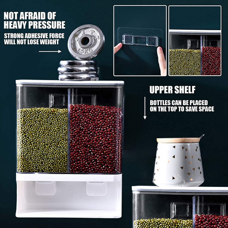 Kezdőlap Rizsvödör Lezárt rizstároló doboz Száraztáp adagoló Falra szerelhető gabonatartály Gabonatároló tégely Konyhai rendszerező