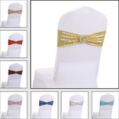 10db/tétel Székszárnyak Luxus flitteres csillogó esküvői szék csomó Elasztikus nyakkendő masni Kezdőlap Szállodai bankett esküvői dekoráció 35*14cm