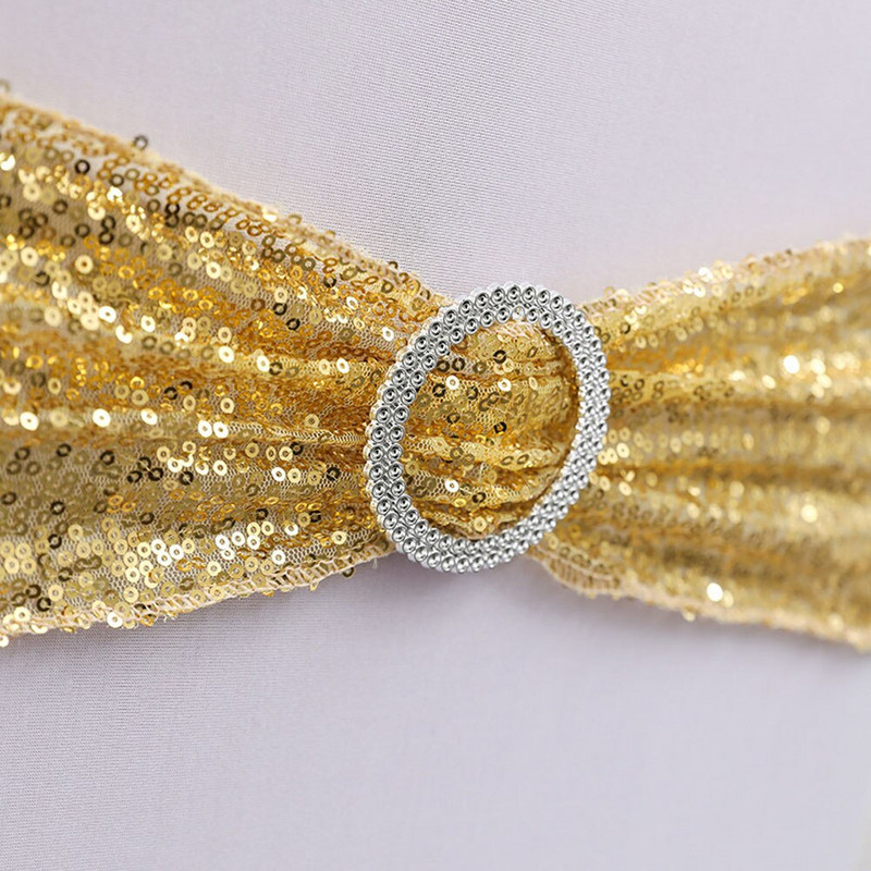 10db/tétel Székszárnyak Luxus flitteres csillogó esküvői szék csomó Elasztikus nyakkendő masni Kezdőlap Szállodai bankett esküvői dekoráció 35*14cm