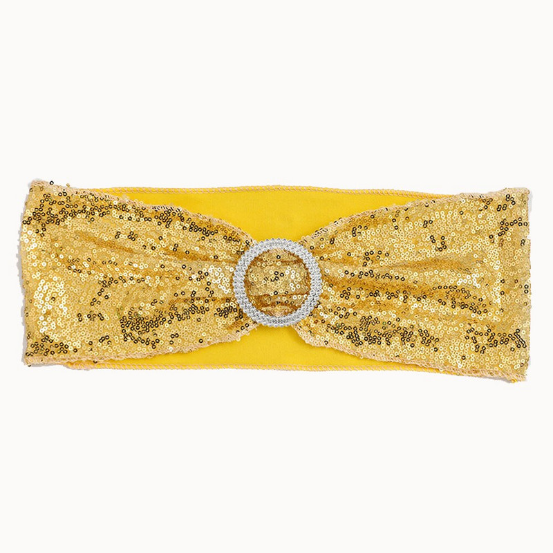 10db/tétel Székszárnyak Luxus flitteres csillogó esküvői szék csomó Elasztikus nyakkendő masni Kezdőlap Szállodai bankett esküvői dekoráció 35*14cm