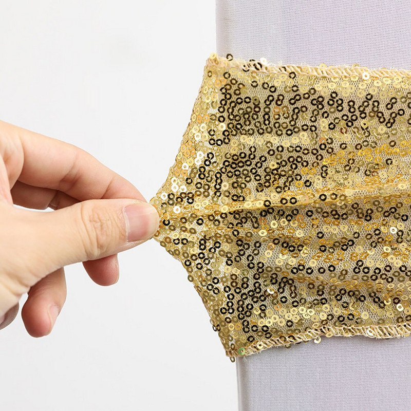 10db/tétel Székszárnyak Luxus flitteres csillogó esküvői szék csomó Elasztikus nyakkendő masni Kezdőlap Szállodai bankett esküvői dekoráció 35*14cm