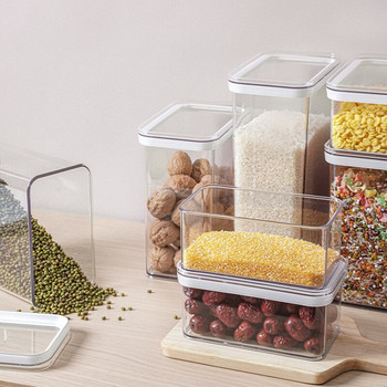 3 пластмасови запечатани кутии с различен капацитет Кухненска кутия за съхранение Прозрачен контейнер за храна Поддържайте свежи Нов прозрачен контейнер