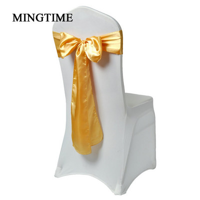 25 bucăți de scaun din satin curea cu fundă cu fundă, 275 cm, pentru petrecere de nuntă, pentru banchet, cu fluture, artizanat, decorare din țesătură din aur