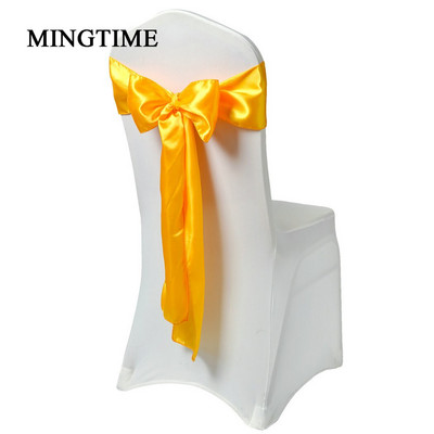 25 bucăți de scaun din satin curea cu fundă cu fundă, 275 cm, pentru petrecere de nuntă, pentru banchet, cu fluture, artizanat, decorare din țesătură din aur