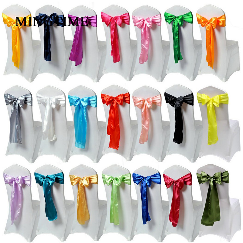 25 bucăți de scaun din satin curea cu fundă cu fundă, 275 cm, pentru petrecere de nuntă, pentru banchet, cu fluture, artizanat, decorare din țesătură din aur