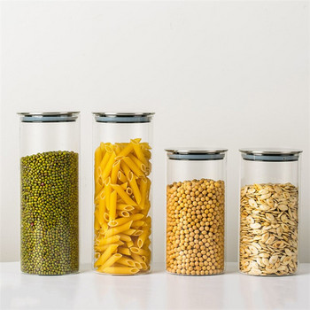 Запечатан буркан за подправки от високо боросиликатно стъкло с капак Кухненски контейнер за храна Прозрачен контейнер за съхранение на бонбони Захарни зърна