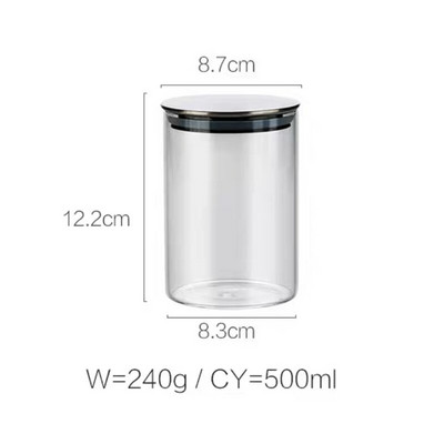 Didelio borosilikatinio stiklo sandarus prieskonių indelis su dangteliu virtuvės maisto inde Skaidrus saldainių cukraus grūdų laikymo butelio kanistras