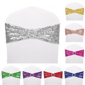 Pojas za stolac Dekoracija s kopčom Klizač Payette šljokice Srebrna zabava Banket događaji Lycra Spandex Navlaka za vjenčanu stolicu Rastezljiva