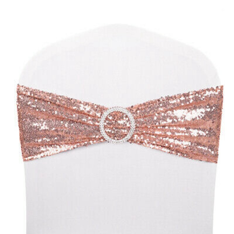 Pojas za stolac Dekoracija s kopčom Klizač Payette šljokice Srebrna zabava Banket događaji Lycra Spandex Navlaka za vjenčanu stolicu Rastezljiva