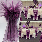 10 buc/lot 65x275cm Portocaliu Nod Organza Decor Scaun Nunta Banchet Event Decoratiuni Scaun Papion Benzi Scaun Cerceve Albastru