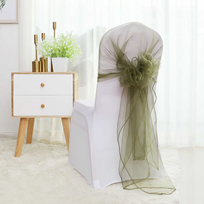 10 buc/lot 65x275cm Portocaliu Nod Organza Decor Scaun Nunta Banchet Event Decoratiuni Scaun Papion Benzi Scaun Cerceve Albastru