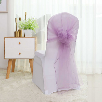 10 buc/lot 65x275cm Portocaliu Nod Organza Decor Scaun Nunta Banchet Event Decoratiuni Scaun Papion Benzi Scaun Cerceve Albastru