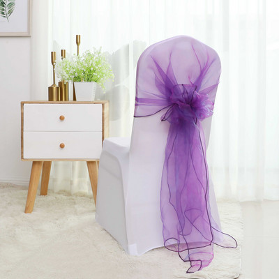 10 buc/lot 65x275cm Portocaliu Nod Organza Decor Scaun Nunta Banchet Event Decoratiuni Scaun Papion Benzi Scaun Cerceve Albastru