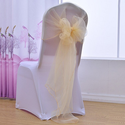10 buc/lot 65x275cm Portocaliu Nod Organza Decor Scaun Nunta Banchet Event Decoratiuni Scaun Papion Benzi Scaun Cerceve Albastru