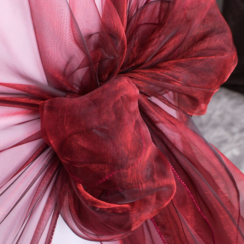 10 buc/lot 65x275cm Portocaliu Nod Organza Decor Scaun Nunta Banchet Event Decoratiuni Scaun Papion Benzi Scaun Cerceve Albastru