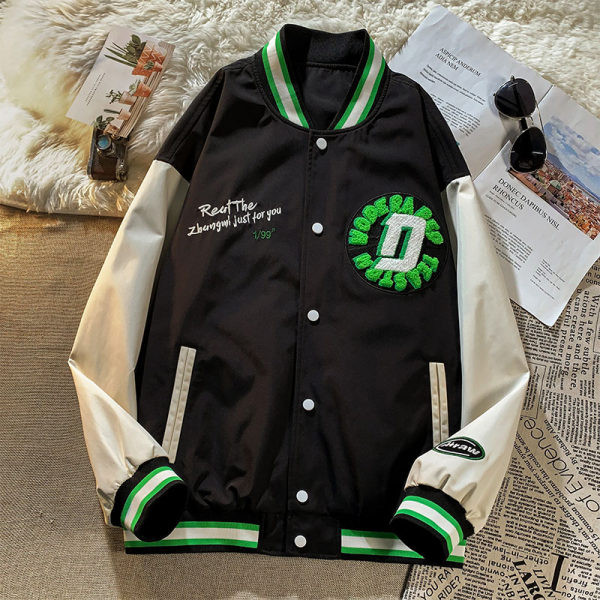 Jacheta casual de toamna cu broderie si litere