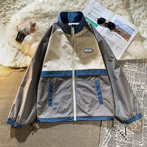 Geaca subtire de toamna cu fermoar si logo