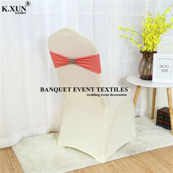 Висококачествена лента за столове от спандекс Лъка с мрежест пръстен за банкетно парти Декорация Събитие Сватбена еластична лента за столове от ликра