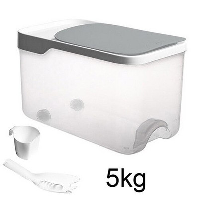 Moderný 10 kg skladovací kontajner na ryžu, veľký uzavretý dávkovač obilia, vlhkotesný úložný box do domácnosti s vekom, odmerka