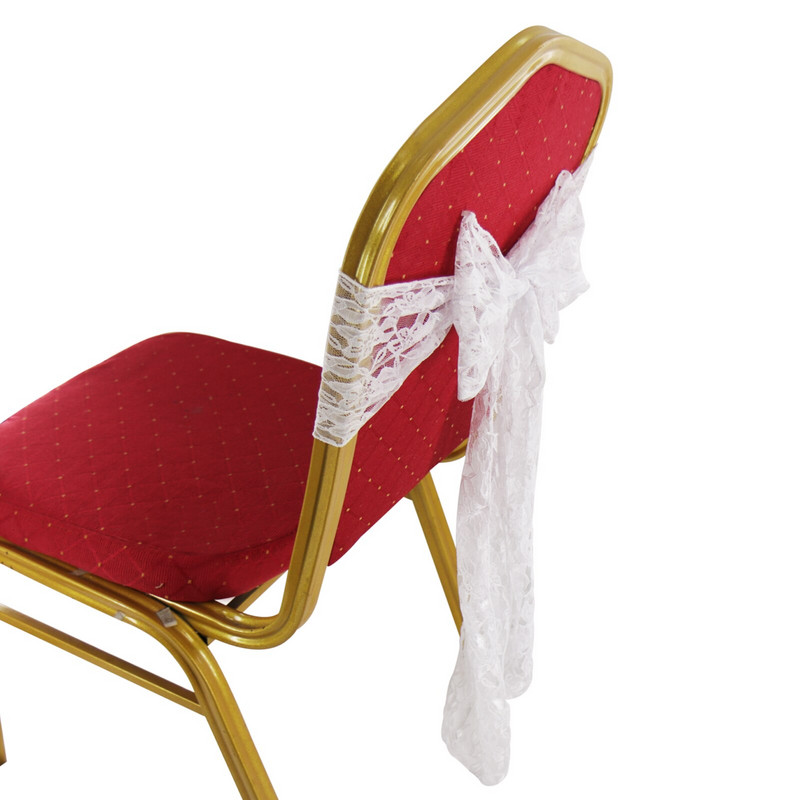 10 komada bijele čipkaste stolice Pojasne mašne Traka za stolicu Organza Dekor Vjenčana stolica za vjenčanja Rođendanska događanja Party Banket Stolica Vrpca
