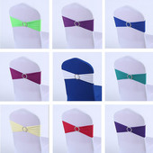 30db/tétel Stretch esküvői székhuzat pánt csattal, csúsztatható pántokkal, masnis parti esküvői dekoráció